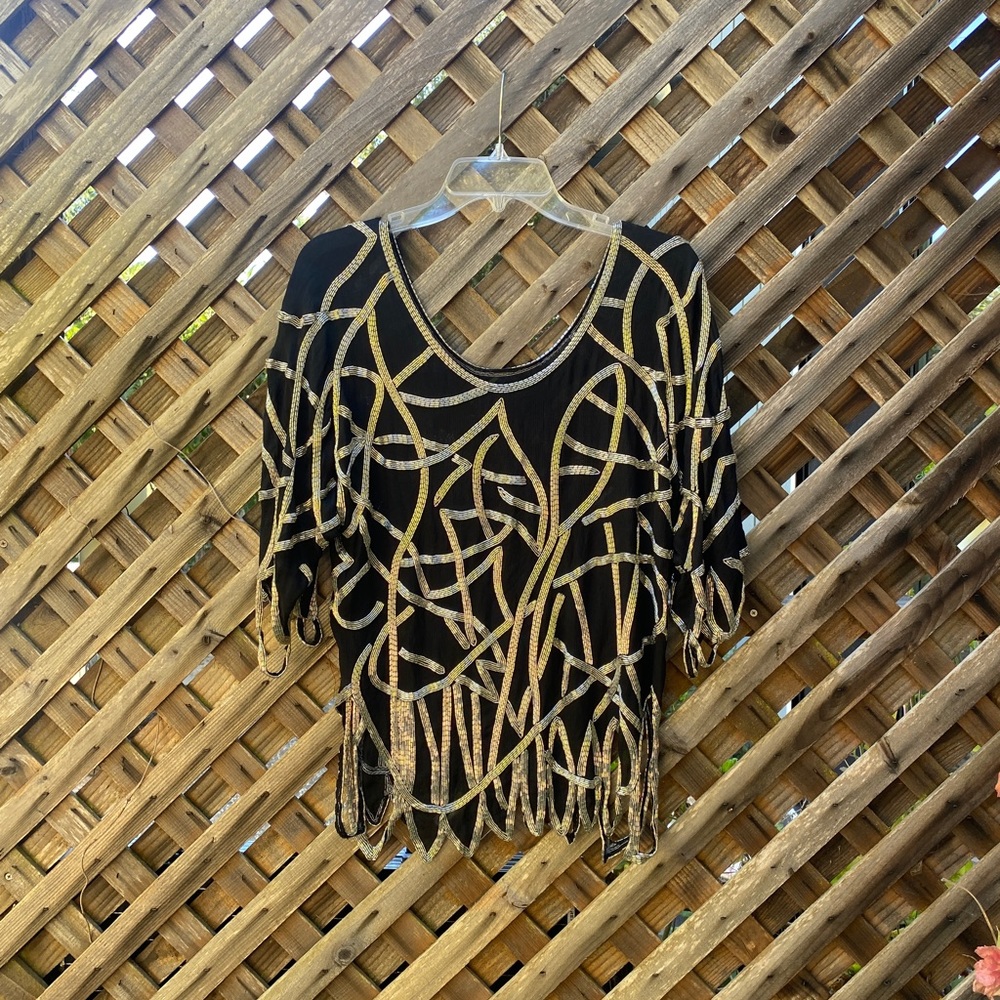Sequin crepe top